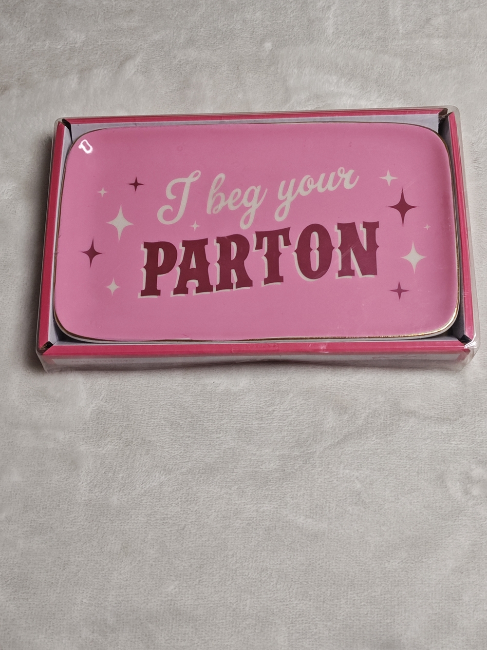 Dolly Parton Pink Ceramic Catch All Trinket Tray “ I Beg Your Parton”